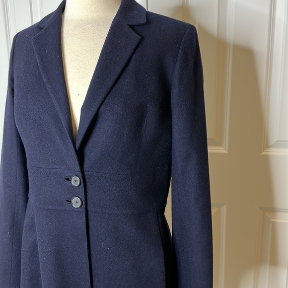 Morgane Le Fay Superfine Merino Wool Navy Coat Blazer & Skirt Set SzL - Picture 7 of 16